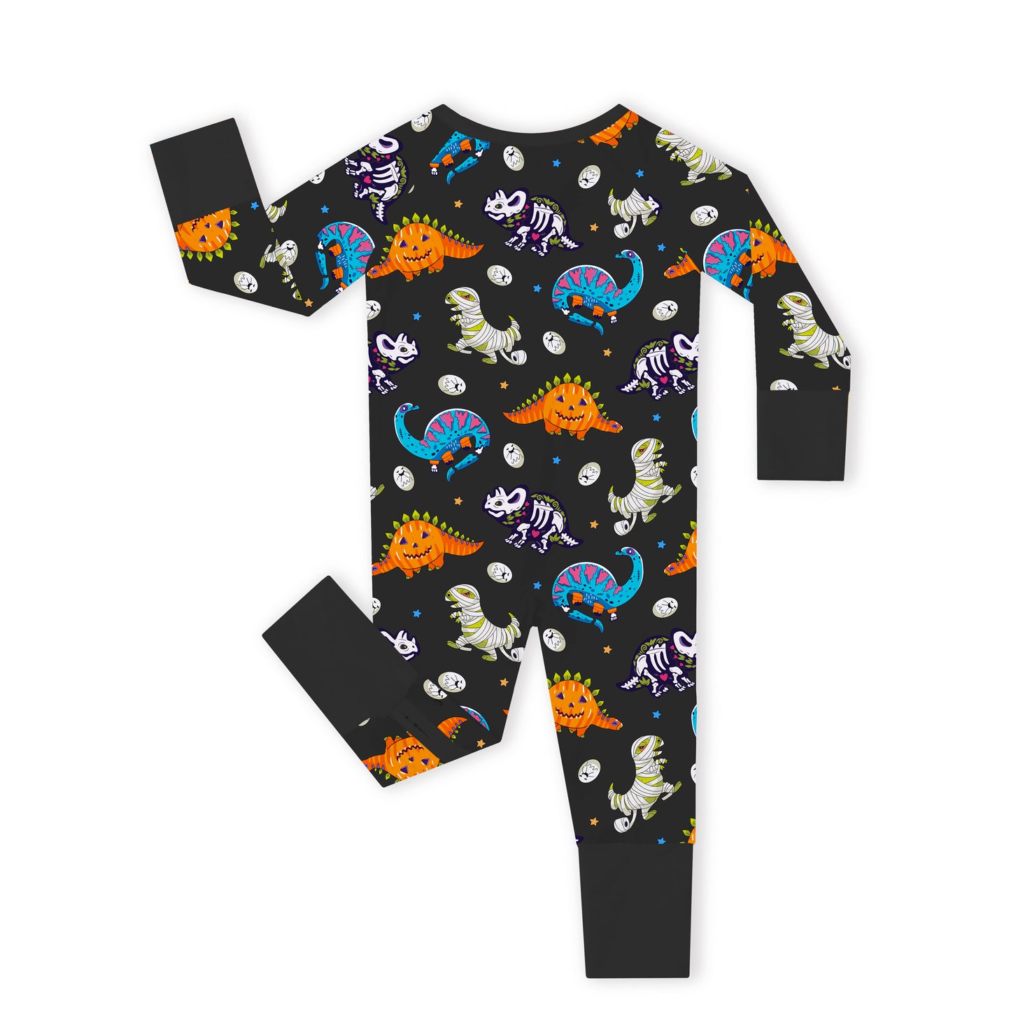 Halloween Spooky Dino Baby Bamboo Zipper Pajama Romper