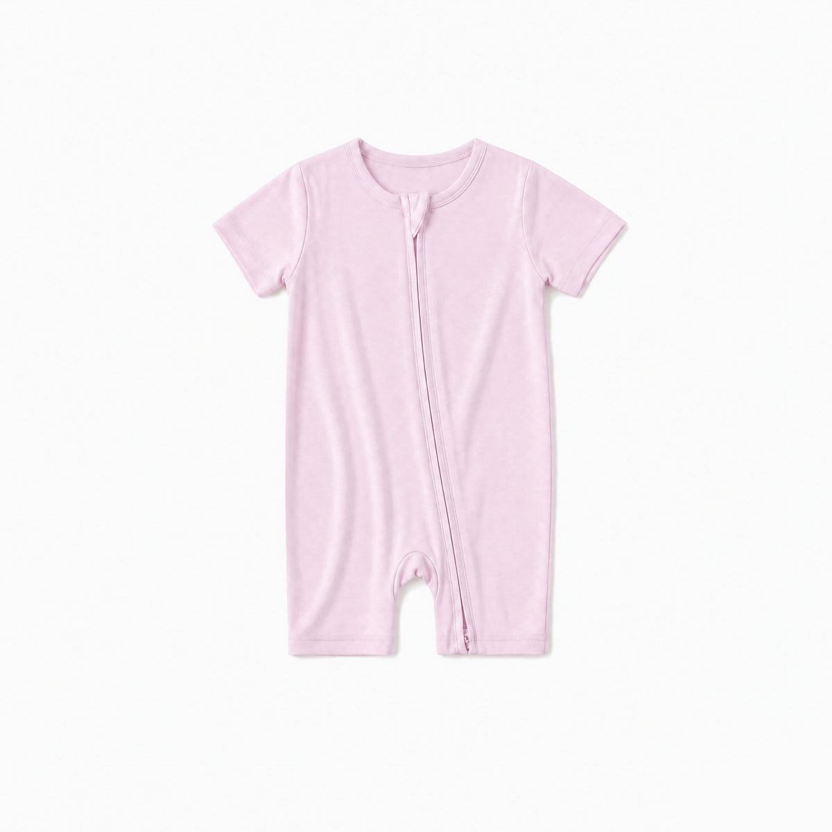 Baby Bamboo Zipper Pajama Romper Soft Pink Solid