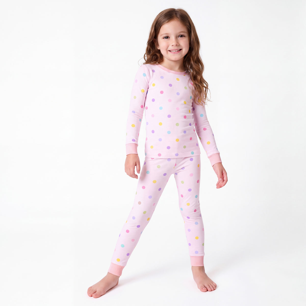 Pastel Dot Dreams Kids Two-Piece Pajama Set