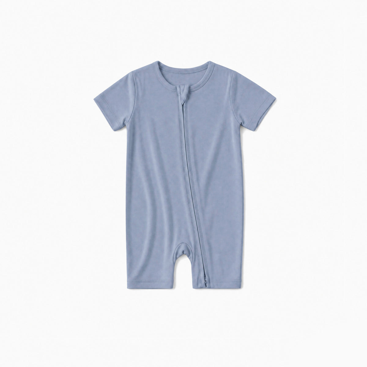 Baby Bamboo Zipper Pajama Romper Greyish Misty Blue