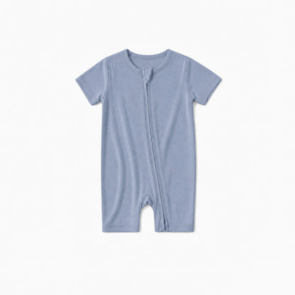 Baby Bamboo Zipper Pajama Romper Greyish Misty Blue