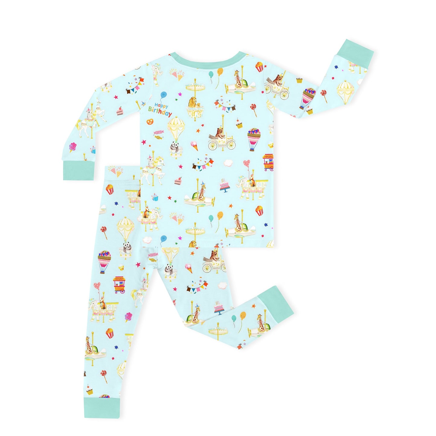 Animals Carnival Fun and Birthday Carousel Bamboo Two-Piece Pajama Set