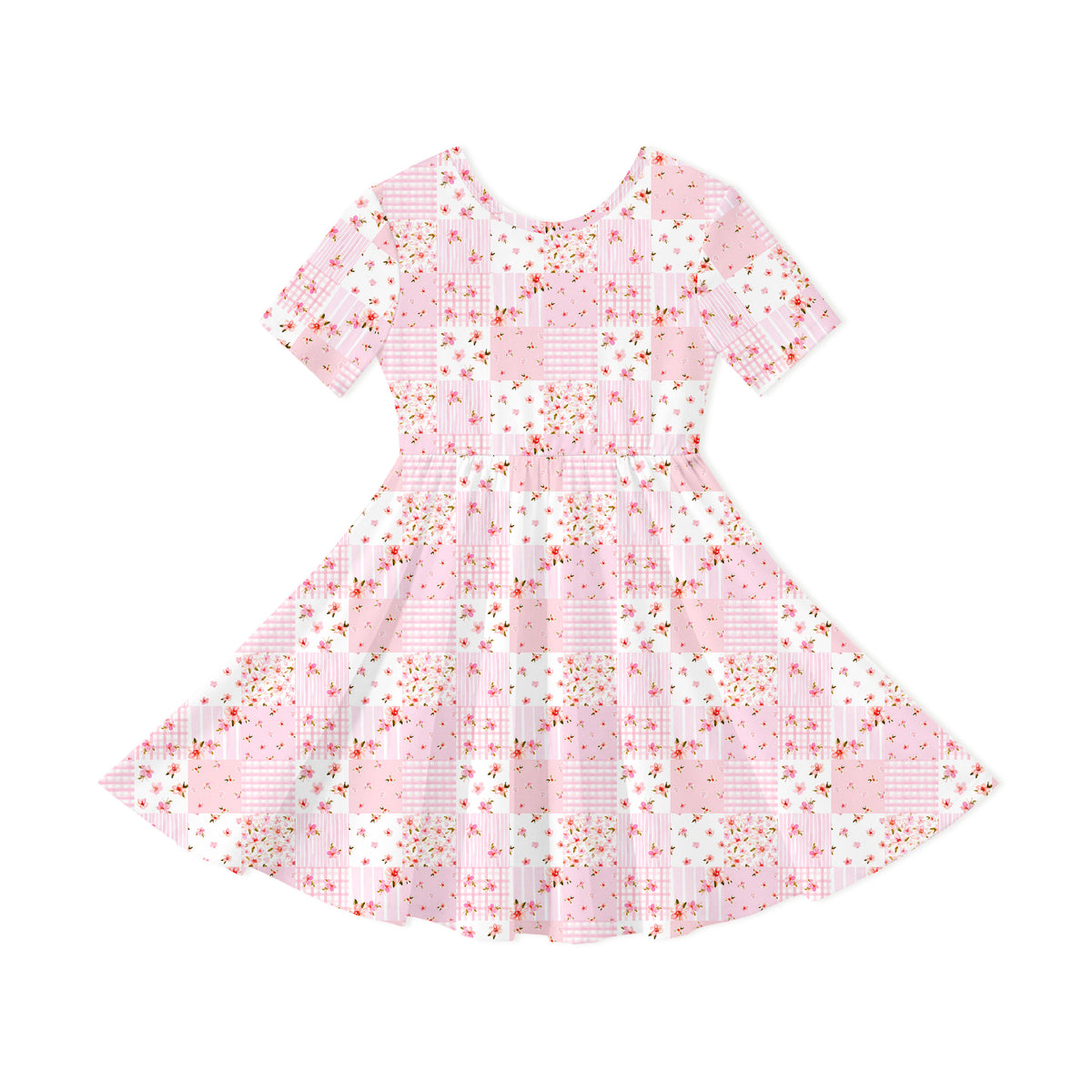 Valentine Floral Quilt Kids Bamboo Short Sleeves Dress