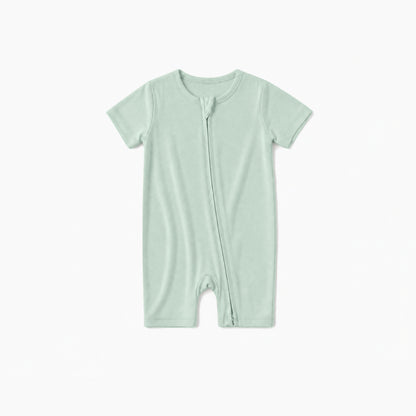 Baby Bamboo Zipper Pajama Romper Sage Green Solid
