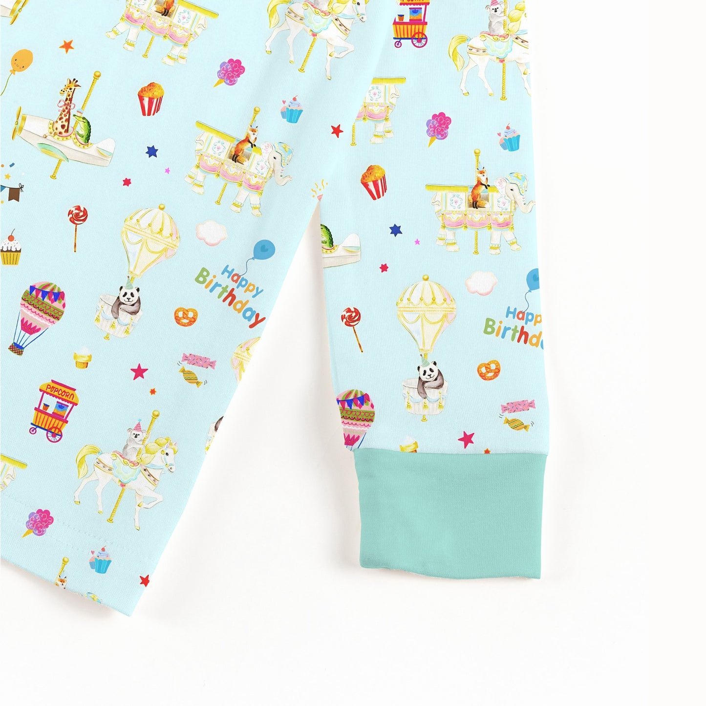 Animals Carnival Fun and Birthday Carousel Bamboo Two-Piece Pajama Set