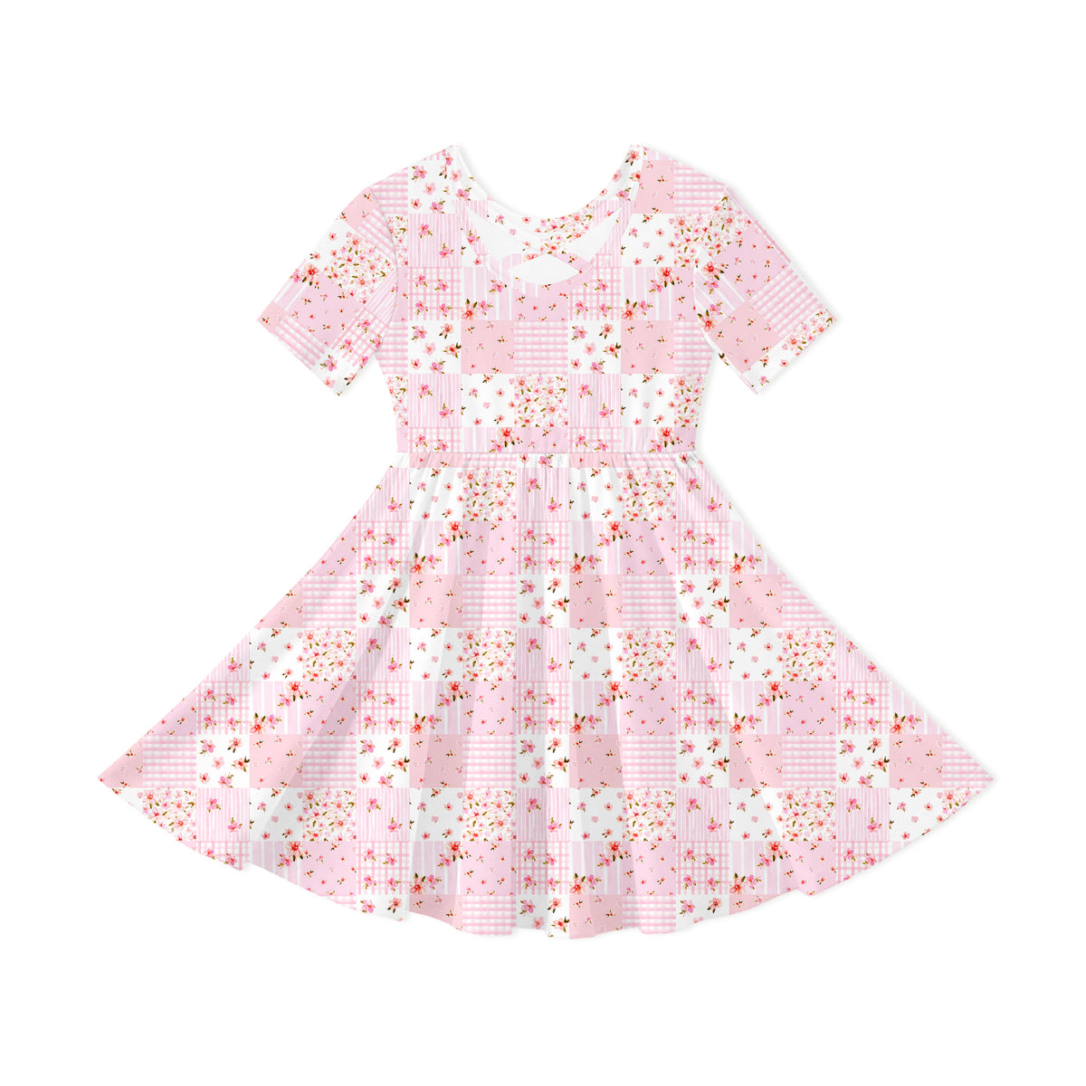 Valentine Floral Quilt Kids Bamboo Short Sleeves Dress