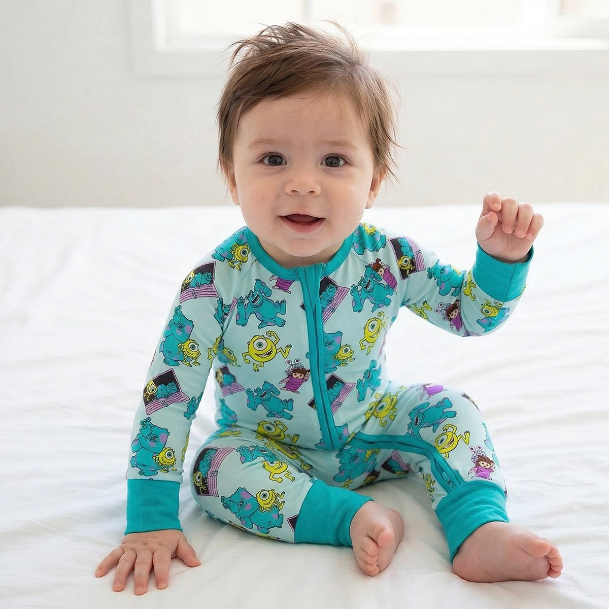 Monster Bamboo Zipper Romper Pajamas