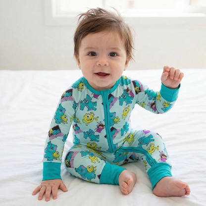 Monster Bamboo Zipper Romper Pajamas