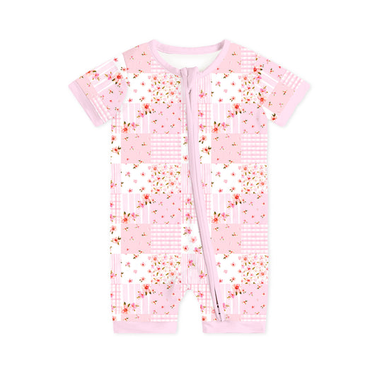 Valentine Floral Quilt Short Bamboo Zippy Baby Romper