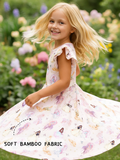 Fairytale Princess Magic Pink Kids Bamboo Short Sleeves Dress