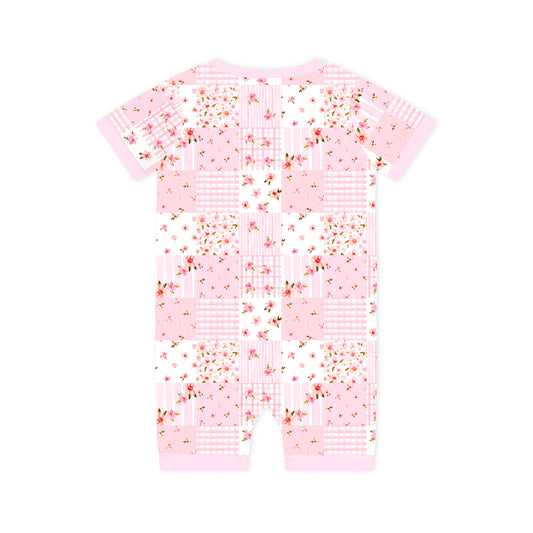 Valentine Floral Quilt Short Bamboo Zippy Baby Romper