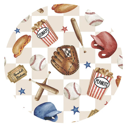 Khaki Plaid Baseball Snack Adventure Bamboo Baby Bib