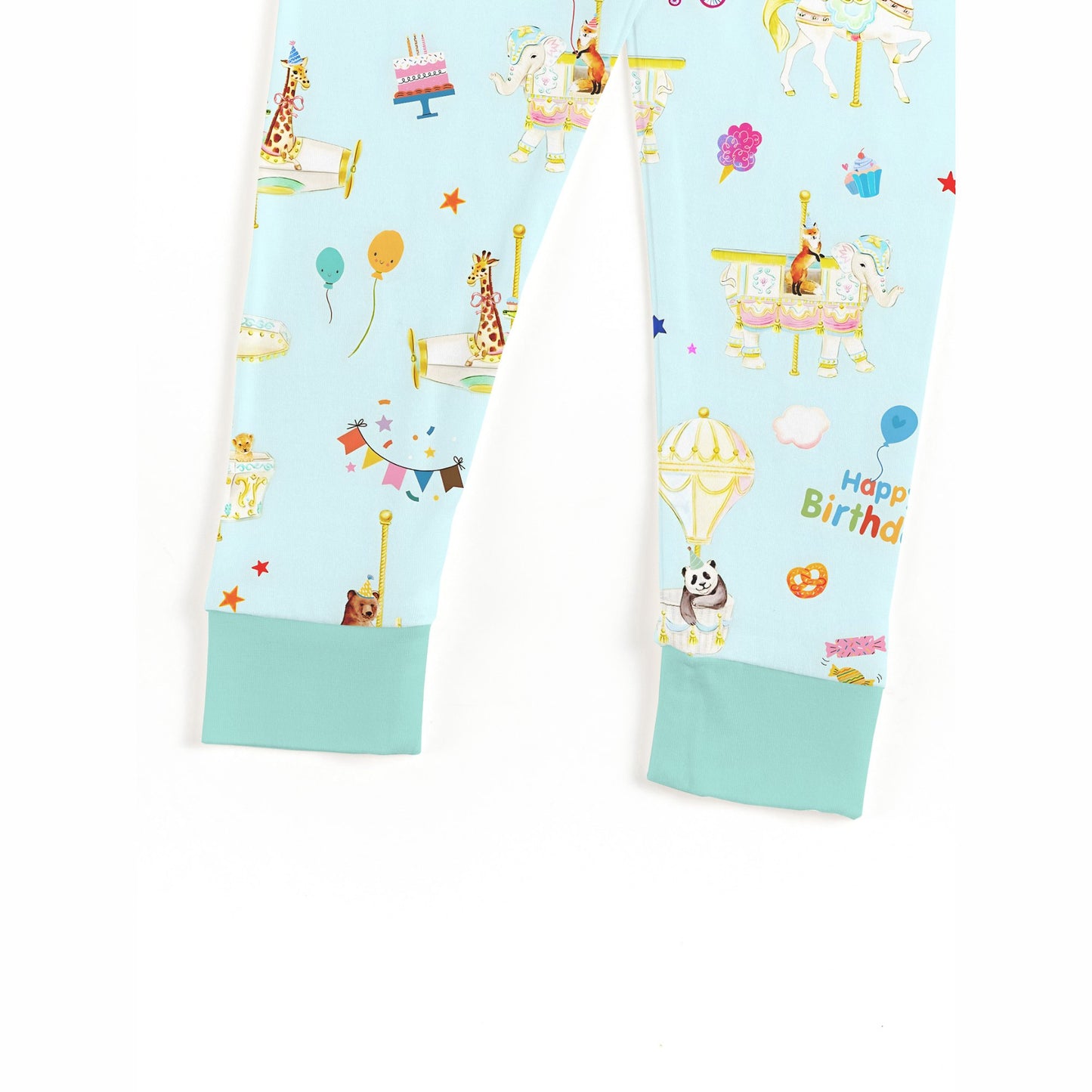 Animals Carnival Fun and Birthday Carousel Bamboo Two-Piece Pajama Set