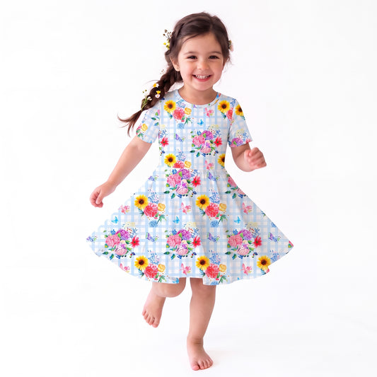 Robe bébé à manches longues en bambou et papillon