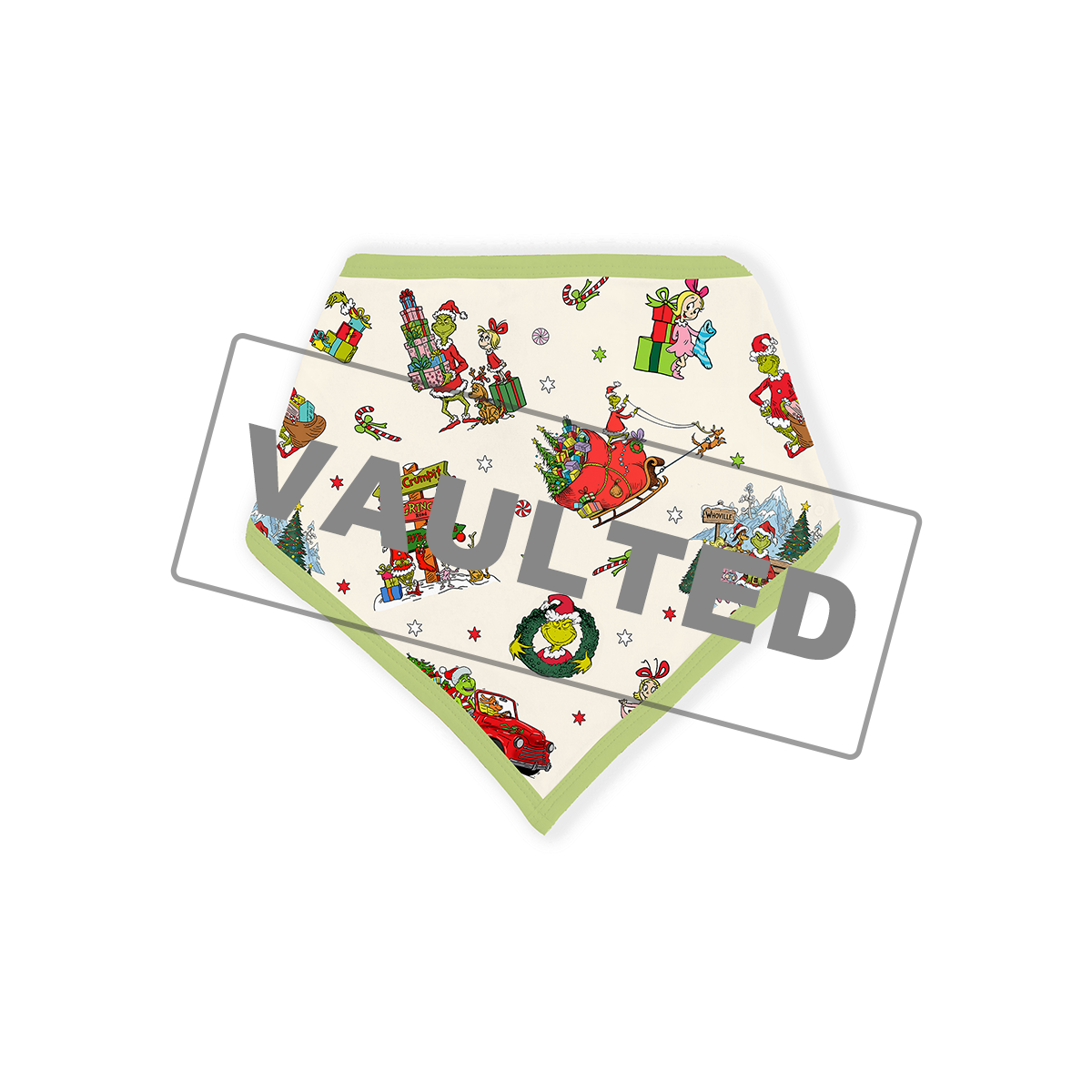Christmas Green Face Sleigh Gift Ride and Candy Canes Bamboo Baby Bib