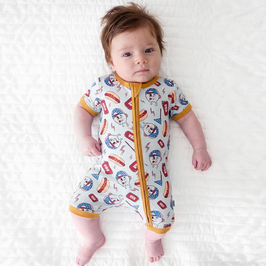 4th Of July USA Food Bamboo Baby Short Zippy Pajama