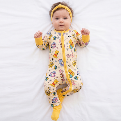 Little Bear Bee Pig BBamboo Zipper Romper Pajamas