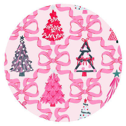 Christmas Coquette Bow Trees Kids Bamboo Two-Piece Pajama Set