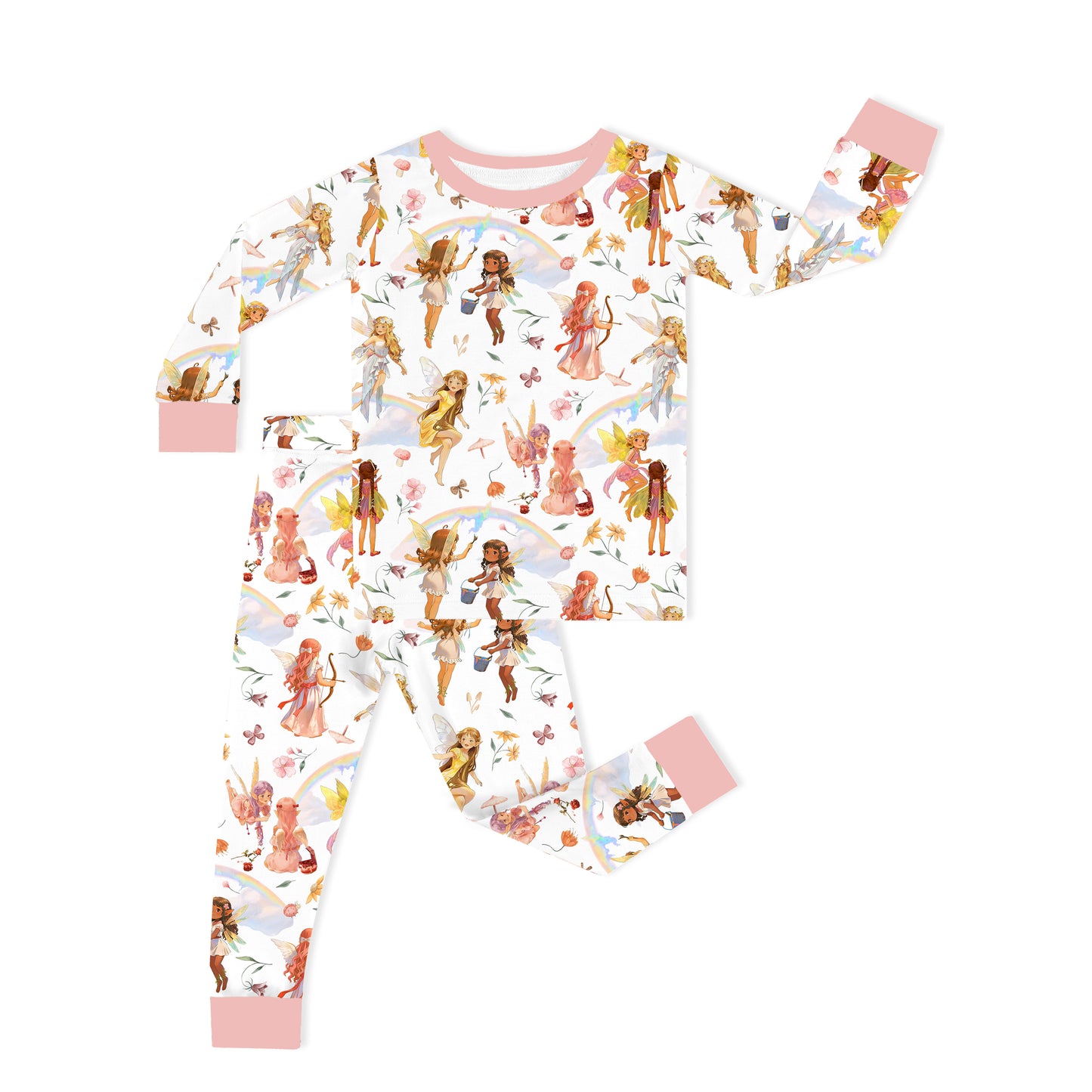 Dancing Fairy Friends Rainbow Flowers Journey Kids Two-Piece Pajama Set