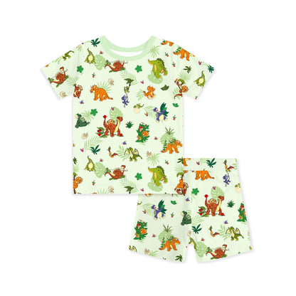 Kids Bamboo Two-Piece Pajama Set Prehistoric Dino Pals Jungle Playtime