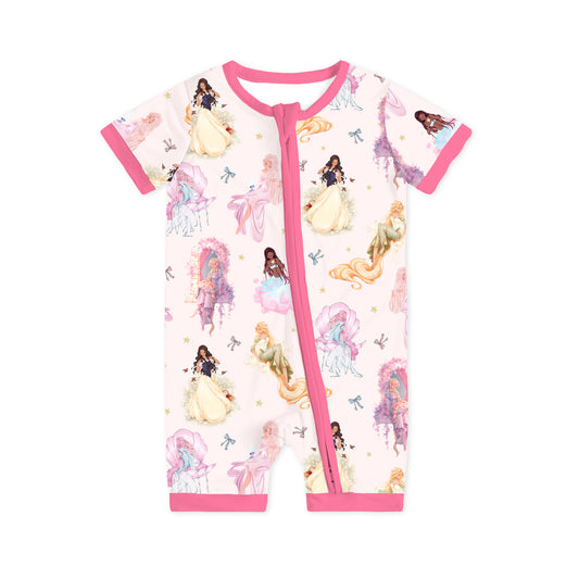 Fairytale Princess Magic Pink Bamboo Short Bamboo Zippy Baby Romper