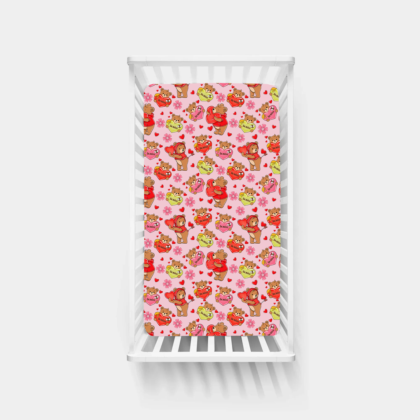 Valentine Wishes and Bear Hugs Love Bamboo Fitted Crib Sheet