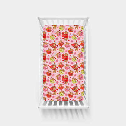 Valentine Wishes and Bear Hugs Love Bamboo Fitted Crib Sheet
