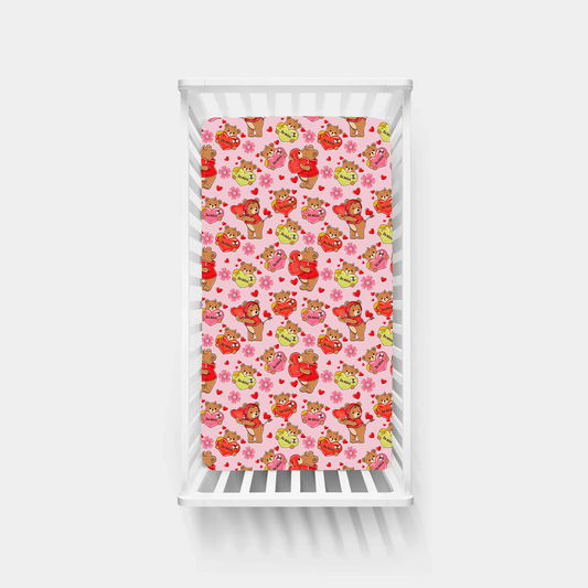 Valentine Wishes and Bear Hugs Love Bamboo Fitted Crib Sheet