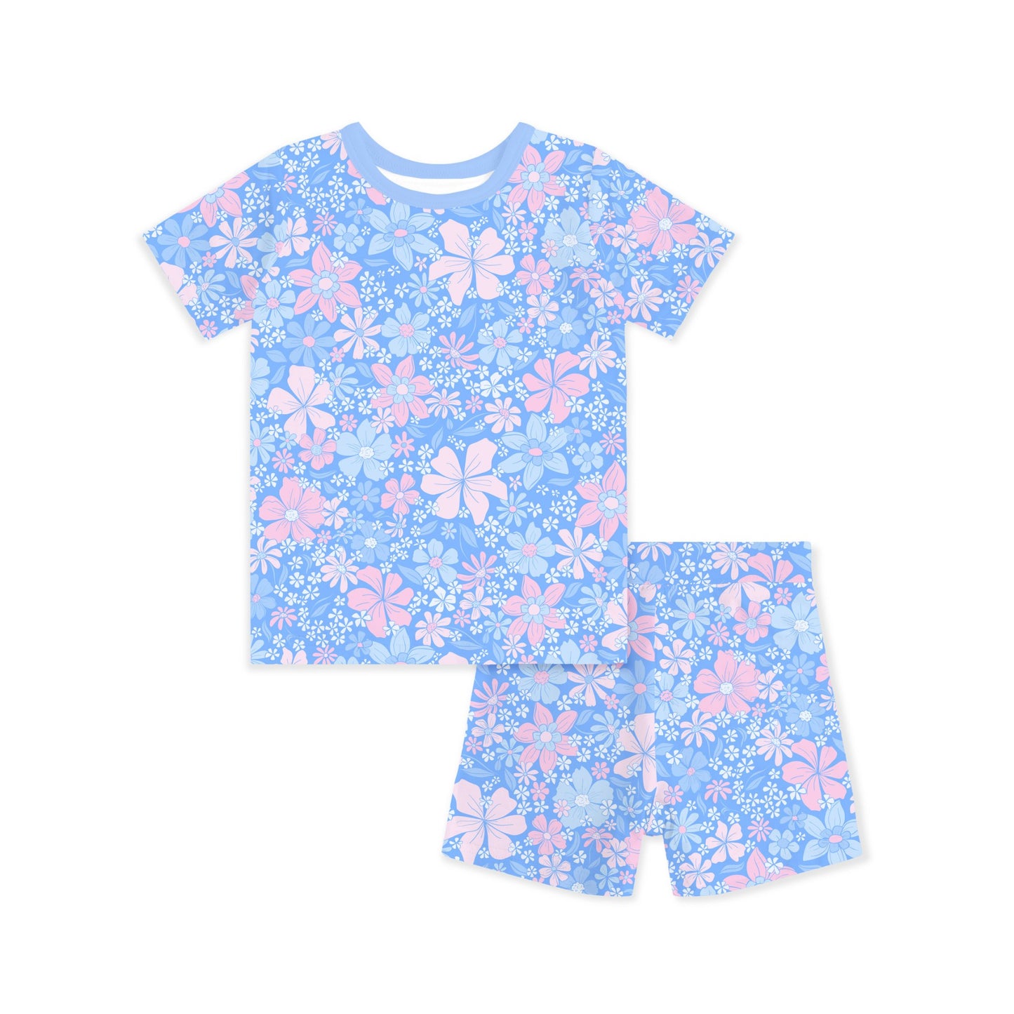 Spring Petal Party Kids Bamboo Two-Piece Pajama Short Sleeve Set