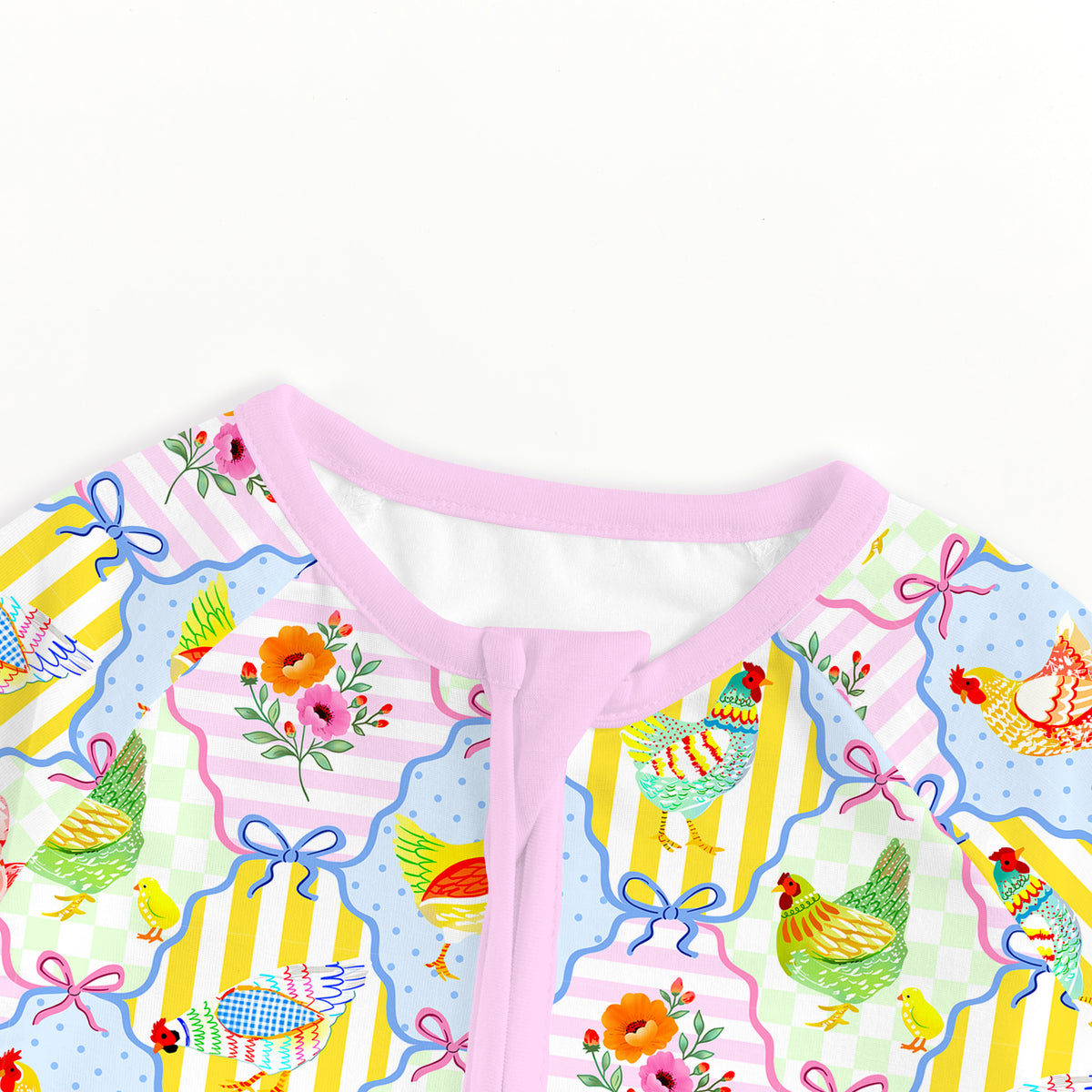 Pastel Country Coop Bamboo Zipper Pajama Romper