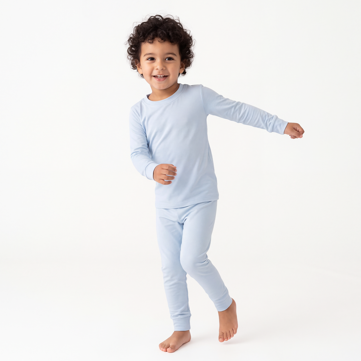 Solid Sky Blue Kids Two-Piece Pajama Set