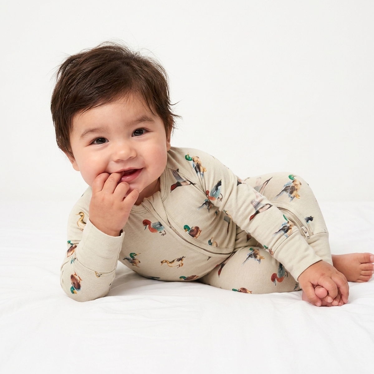 Baby Bamboo Zipper Pajama Romper Colorful Ducks
