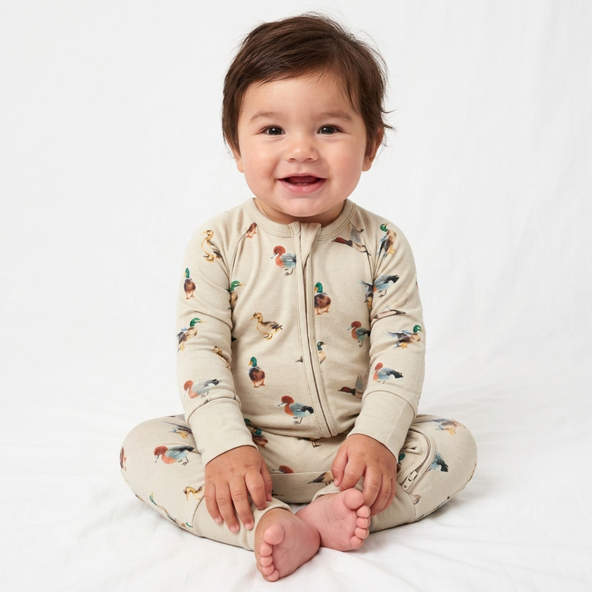 Baby Bamboo Zipper Pajama Romper Colorful Ducks