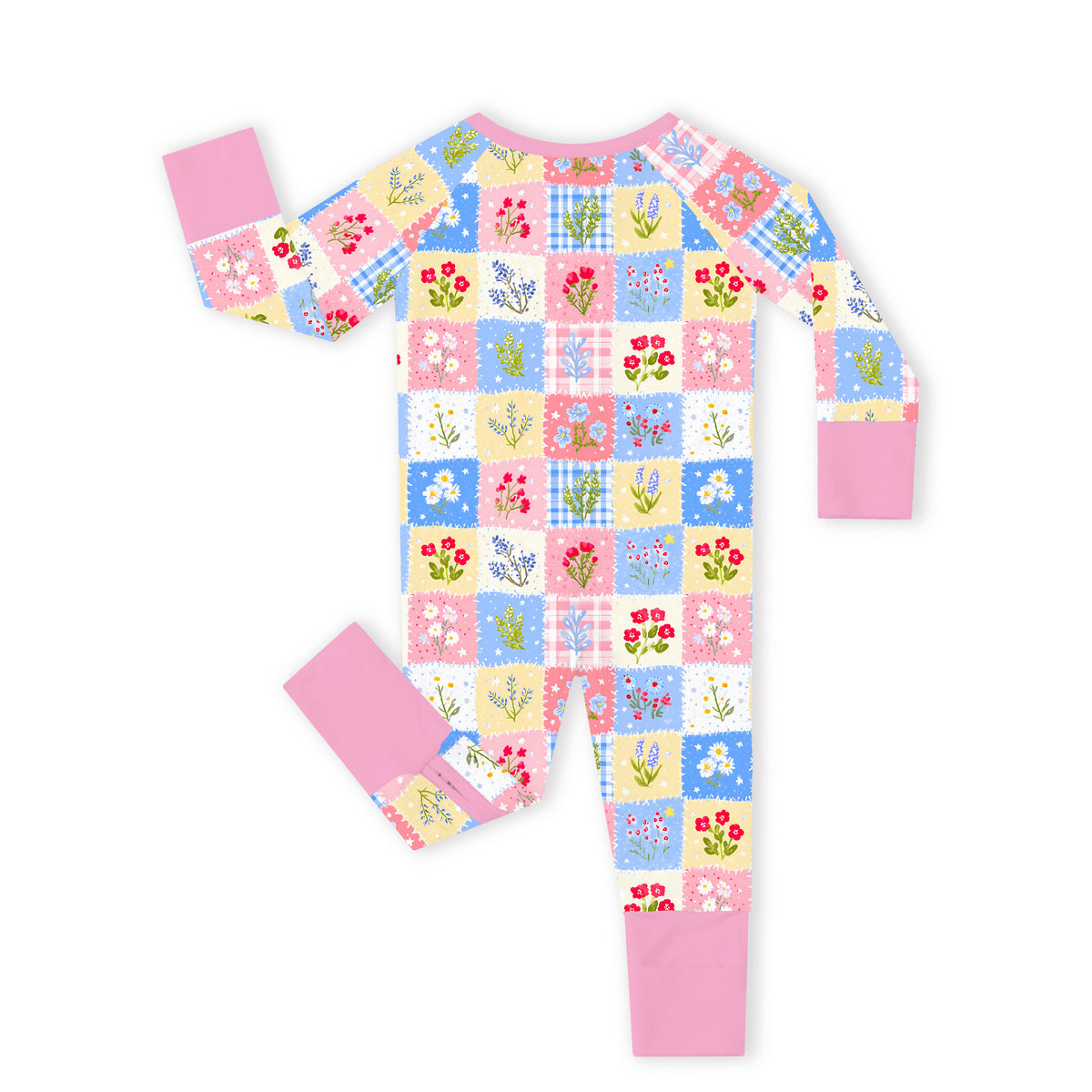 Pastel Wildflower Quilt Bamboo Zipper Pajama Romper