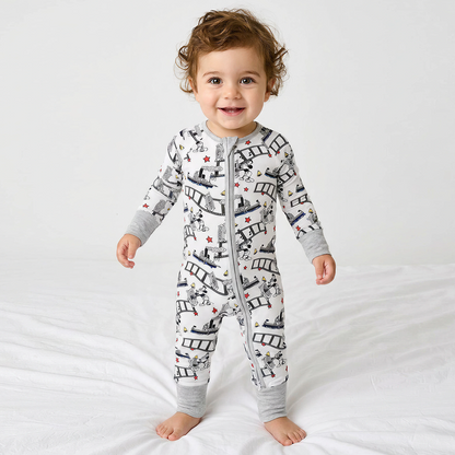 Cartoon Mouse Cruise Ship Print Bamboo Viscose Viscose Zip Raiper Pyjamas