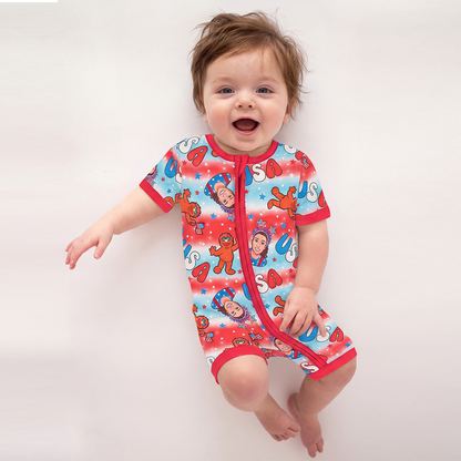 Pyjama court zippé en bambou pour bébé « Célébrez les États-Unis »