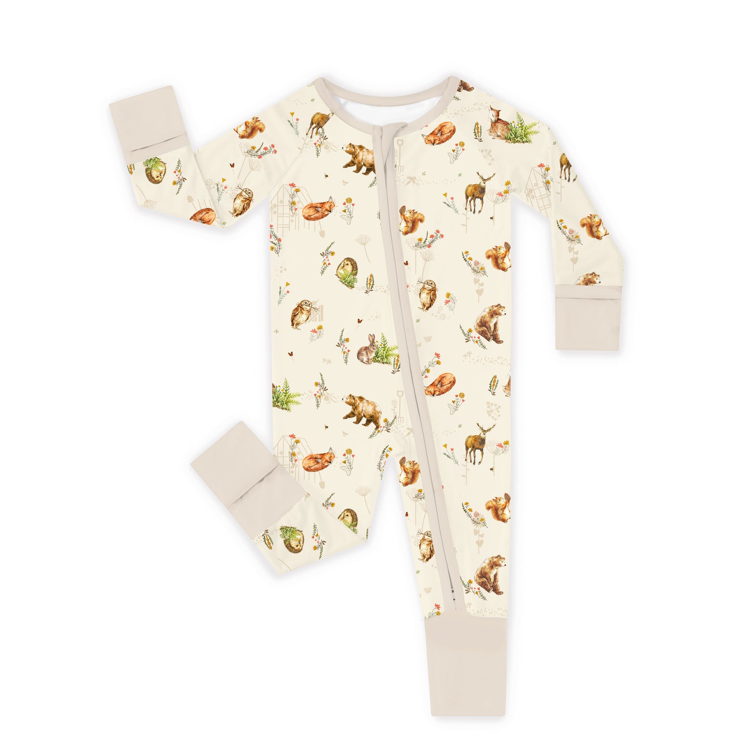 Baby Bamboo Zipper Pajama Romper Farmyard Friends Woodland Journey