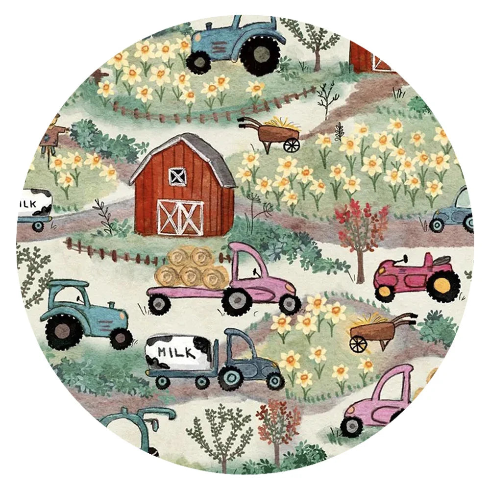 Farm Fun with Tractors and Cars Bamboo Zipper Romper Pajamas