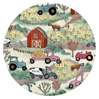 Farm Fun with Tractors and Cars Bamboo Zipper Romper Pajamas