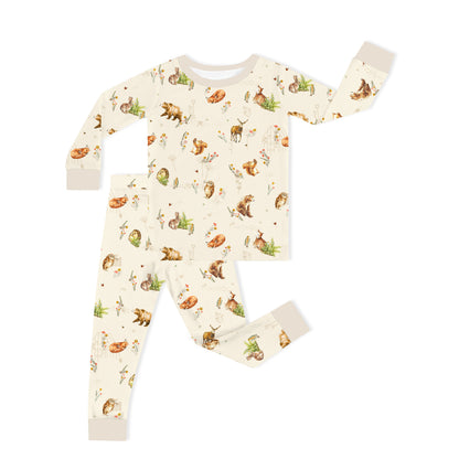 Kids Bamboo Two-Piece Pajama Set Farmyard Friends Woodland Journey