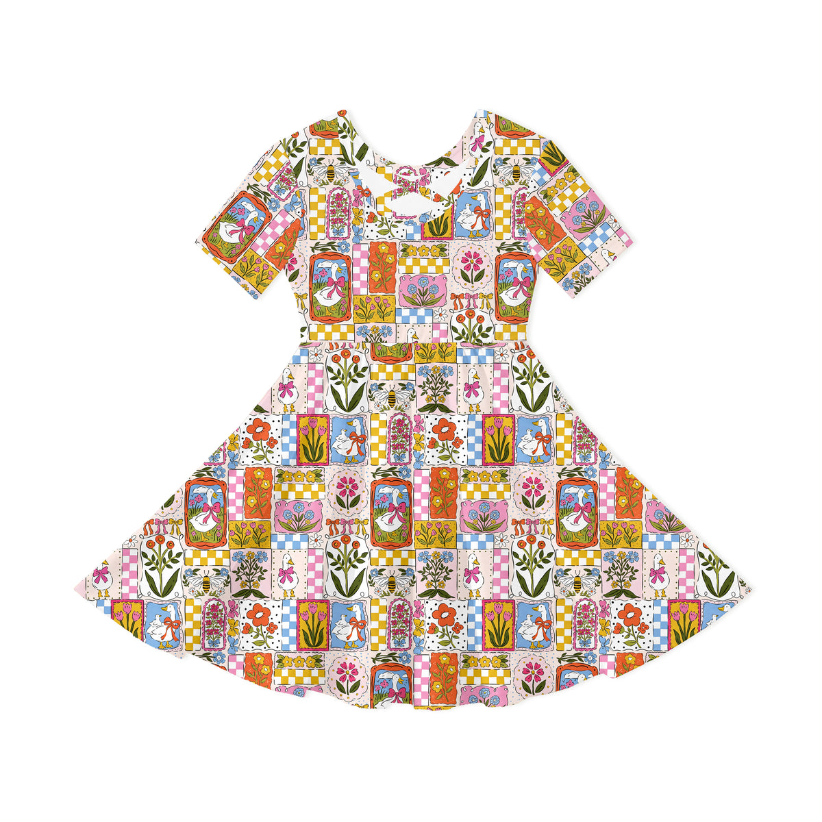 Vintage Goose Garden Kids Bamboo Short Sleeves Dress