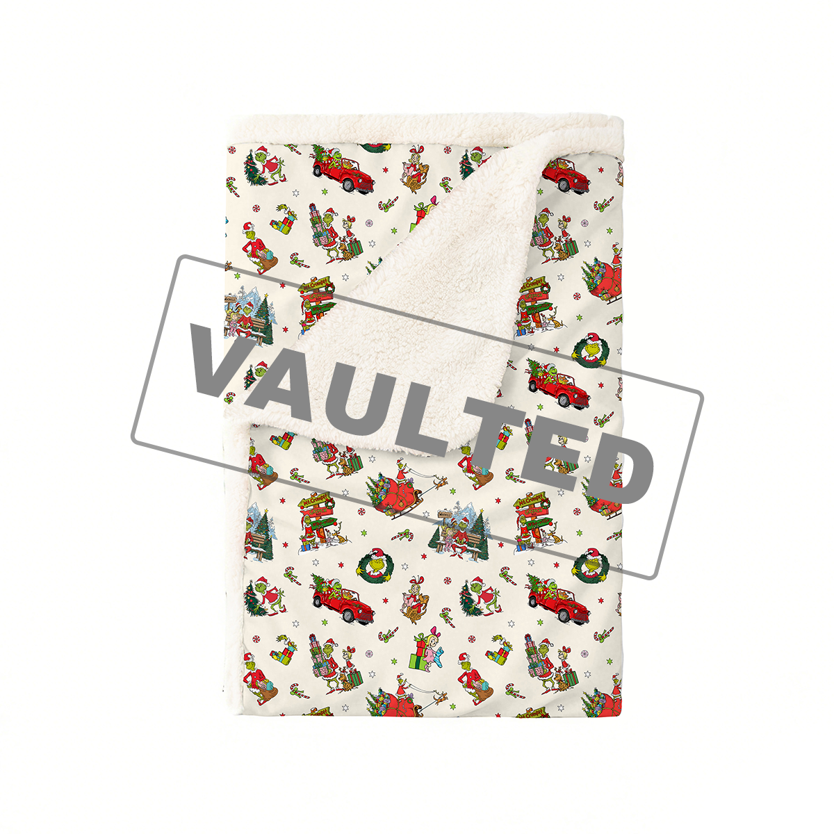 Christmas Green Face Sleigh Gift Ride and Candy Canes Bamboo Blanket