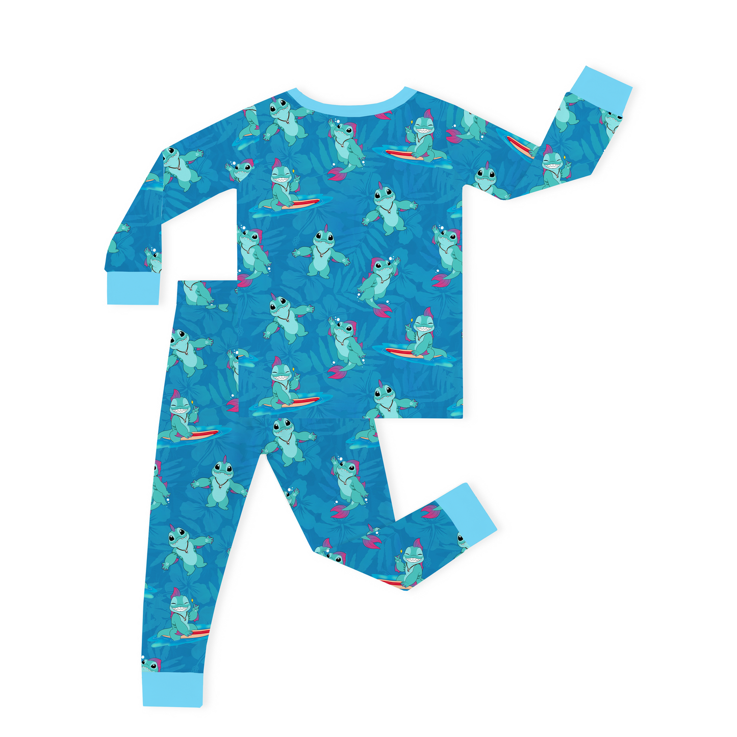 Surfing Dino Ocean Island Two-Piece Pajama Set