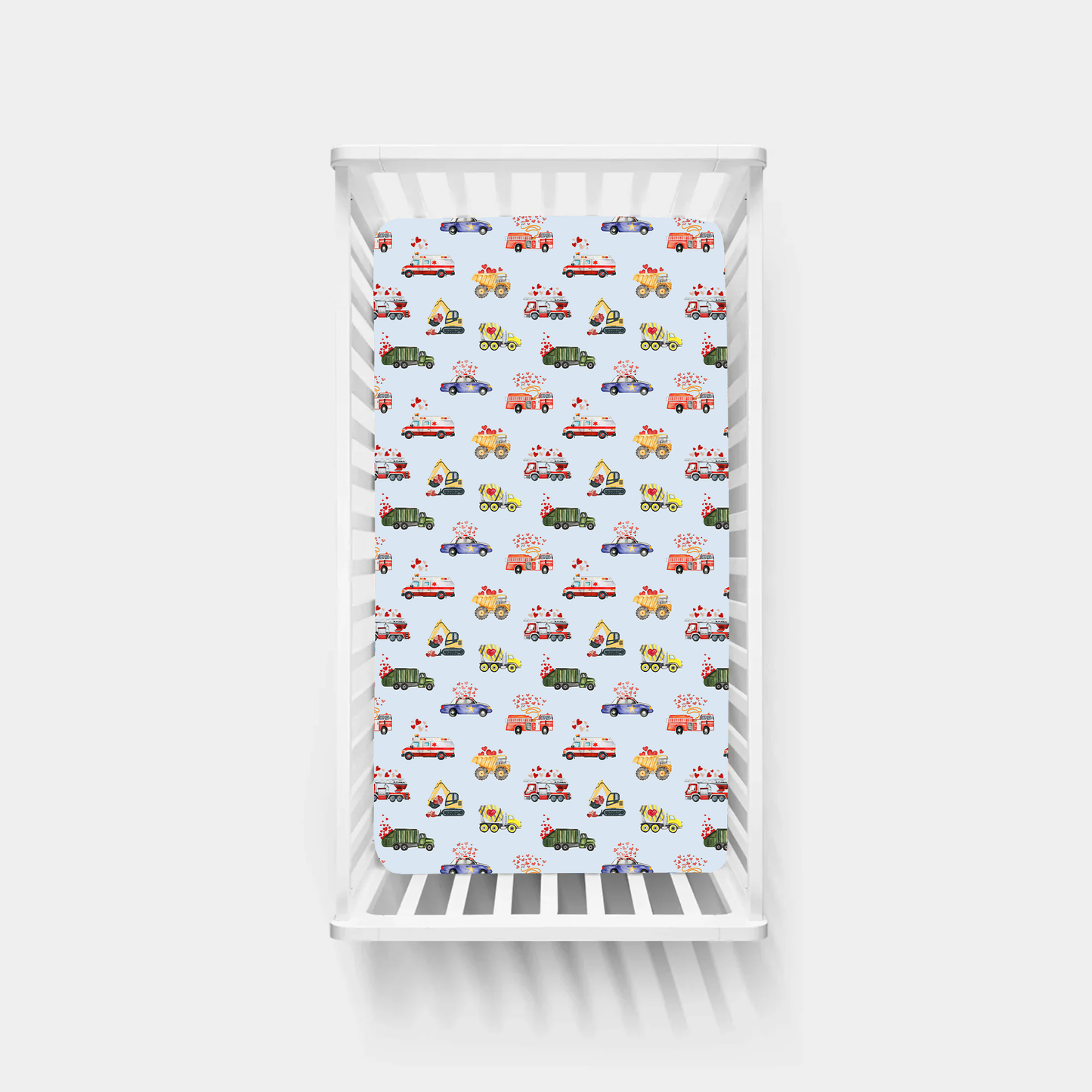 Valentine Hearts on Wheels Bamboo Fitted Crib Sheet