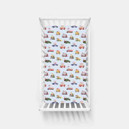 Valentine Hearts on Wheels Bamboo Fitted Crib Sheet