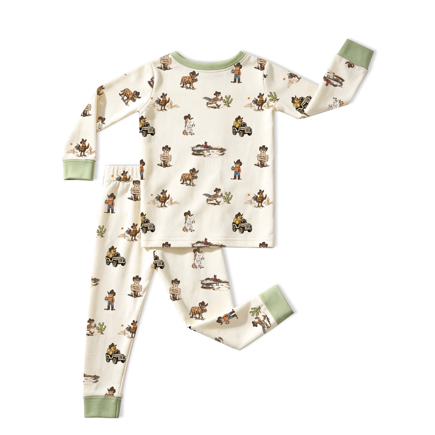 Yeehaw Critters Sage Kids Bamboo Two-Piece Pajama Set