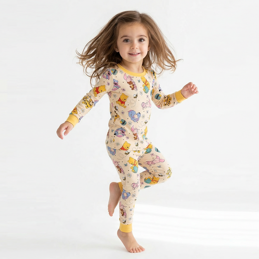 축구 인쇄 대나무 긴 소매 파자마 세트