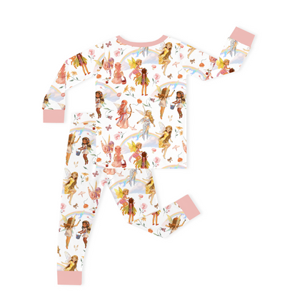 Dancing Fairy Friends Rainbow Flowers Journey Kids Two-Piece Pajama Set