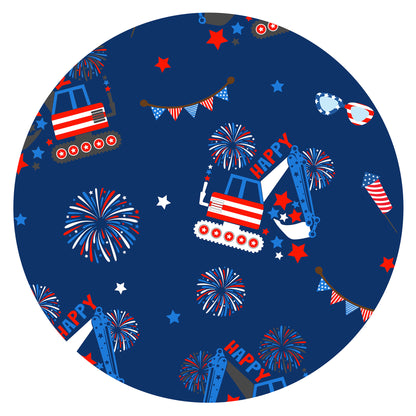 4th of July Red White Fireworks and Truck Baby Bamboo Zipper Pajama Romper