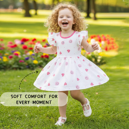 Sweet Hearts and Smiley Faces Pink Dress With Bodysuit